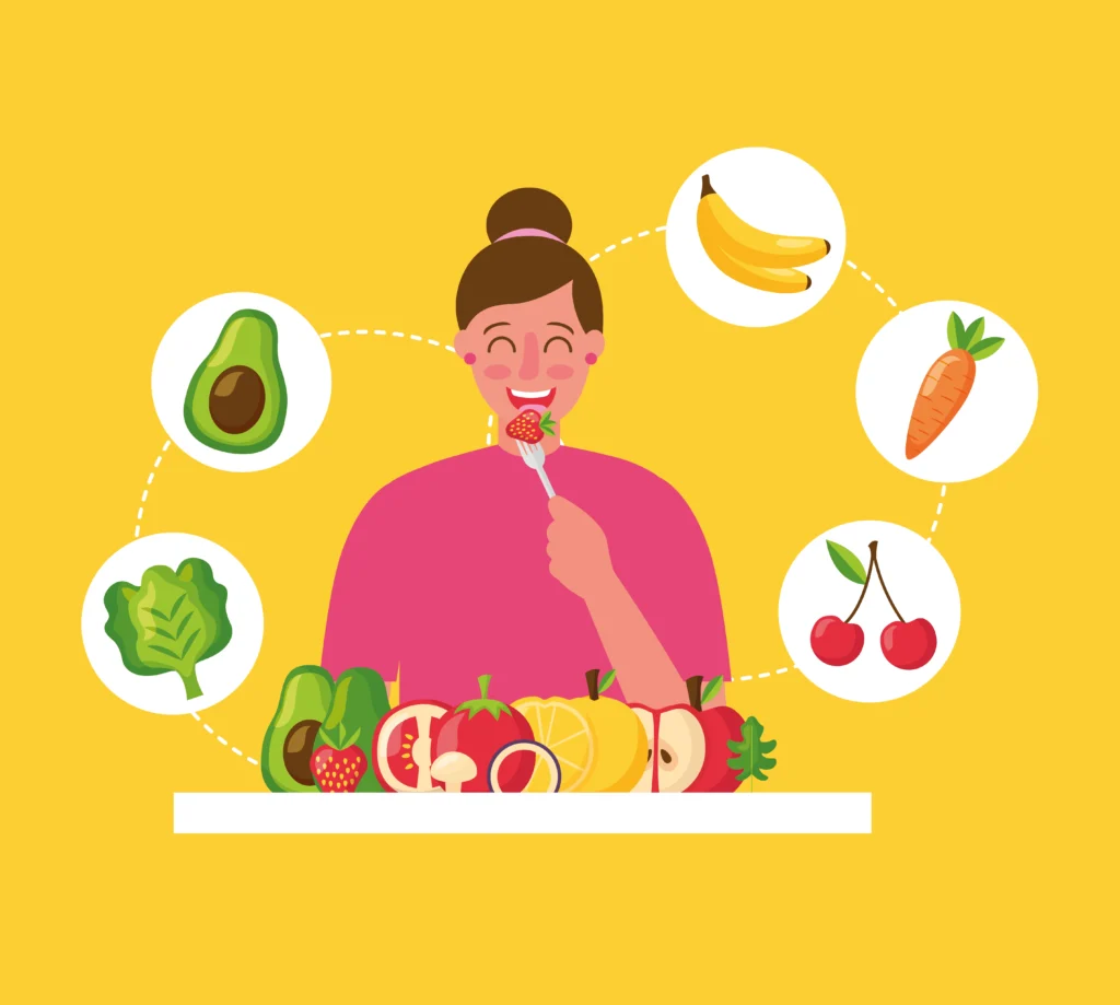 A balanced meal plate with fresh vegetables, fruits, and whole grains for healthy weight loss