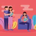 A new mother resting and recovering after childbirth while bonding with her newborn for physical and emotional wellbeing
