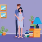 A pregnant woman following a healthy daily routine including exercise, nutrition, and rest for a safe pregnancy